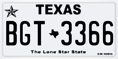 TX license plate BGT3366