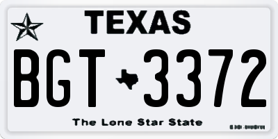 TX license plate BGT3372
