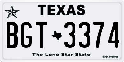 TX license plate BGT3374