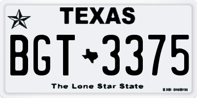 TX license plate BGT3375