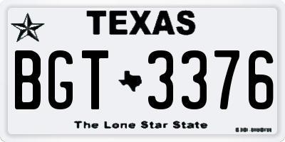 TX license plate BGT3376
