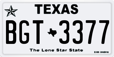 TX license plate BGT3377