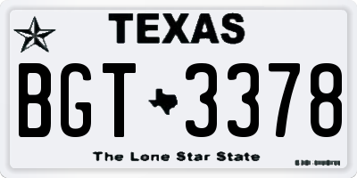 TX license plate BGT3378