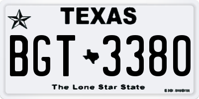 TX license plate BGT3380