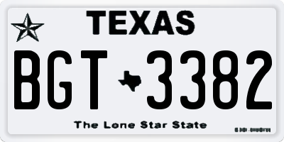 TX license plate BGT3382