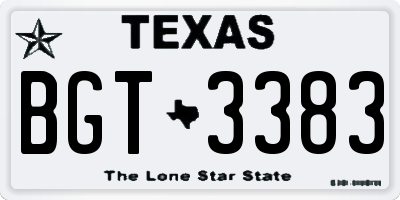 TX license plate BGT3383