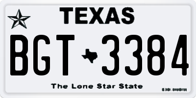 TX license plate BGT3384