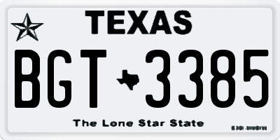 TX license plate BGT3385