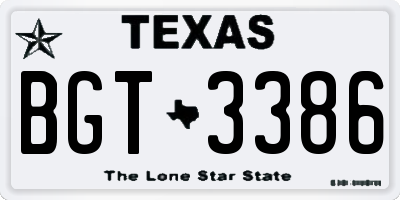 TX license plate BGT3386