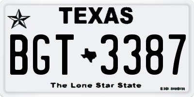 TX license plate BGT3387