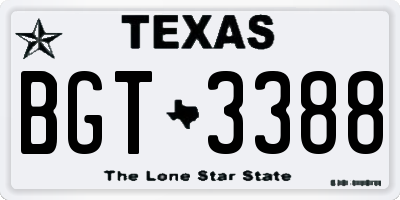 TX license plate BGT3388