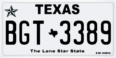TX license plate BGT3389