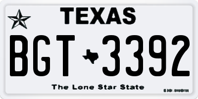 TX license plate BGT3392
