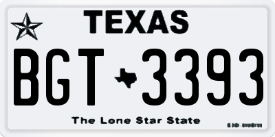 TX license plate BGT3393