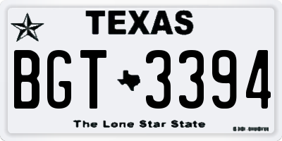 TX license plate BGT3394