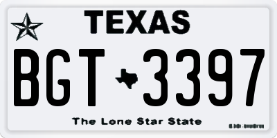 TX license plate BGT3397