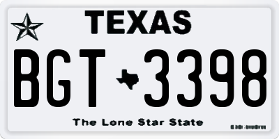 TX license plate BGT3398