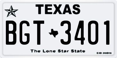 TX license plate BGT3401
