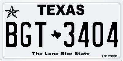 TX license plate BGT3404