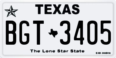 TX license plate BGT3405