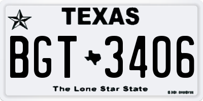 TX license plate BGT3406