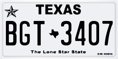 TX license plate BGT3407