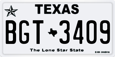 TX license plate BGT3409