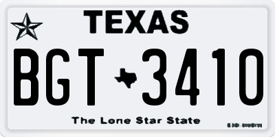 TX license plate BGT3410