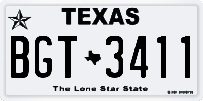TX license plate BGT3411