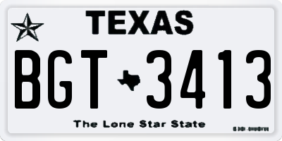 TX license plate BGT3413