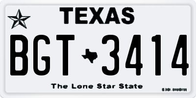 TX license plate BGT3414