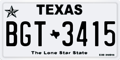 TX license plate BGT3415