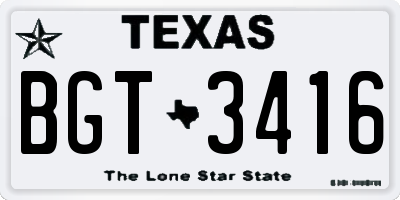 TX license plate BGT3416
