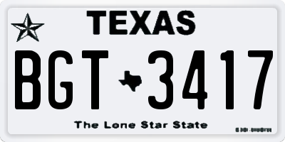 TX license plate BGT3417