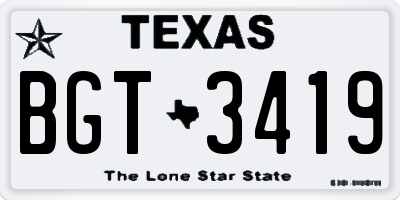TX license plate BGT3419