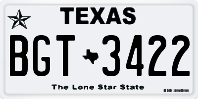 TX license plate BGT3422