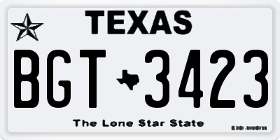 TX license plate BGT3423