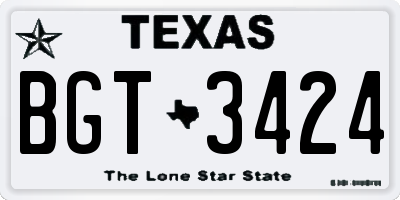TX license plate BGT3424