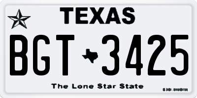 TX license plate BGT3425