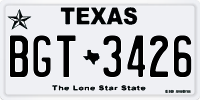 TX license plate BGT3426