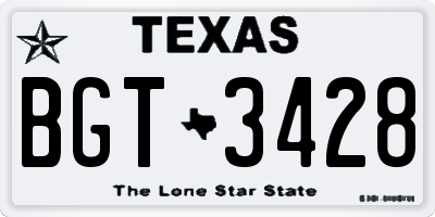 TX license plate BGT3428