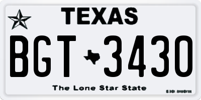 TX license plate BGT3430