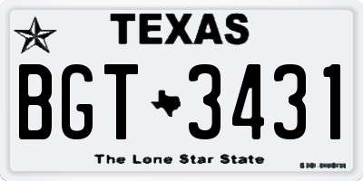 TX license plate BGT3431