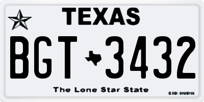 TX license plate BGT3432
