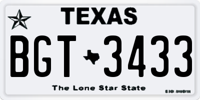 TX license plate BGT3433