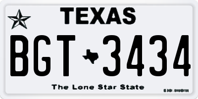 TX license plate BGT3434