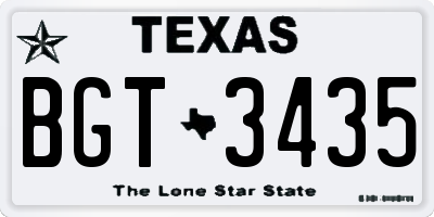TX license plate BGT3435