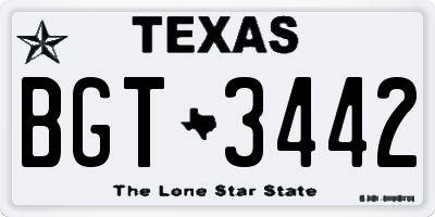 TX license plate BGT3442