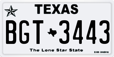 TX license plate BGT3443