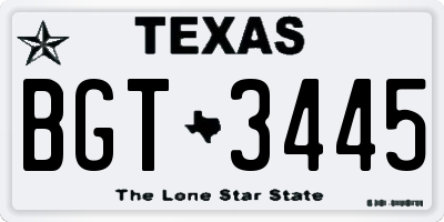 TX license plate BGT3445